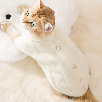 Модни котешки дрехи Пуловер за кучета Зимни бели сини плетени джъмпери Палто за малки кучета Френски булдог Чихуахуа Облекло за домашни любимци XL