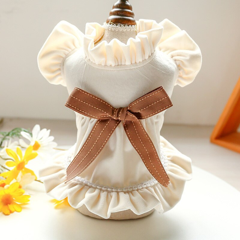 Nouă cămașă rochie câine pisică design cu fundă mare Haine de primăvară/toamnă pentru câini pisici 4 culori 5 mărimi