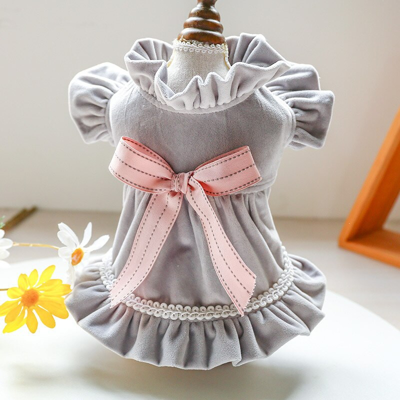 Nouă cămașă rochie câine pisică design cu fundă mare Haine de primăvară/toamnă pentru câini pisici 4 culori 5 mărimi