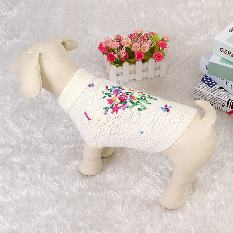 Pletený sveter pre psov, roztomilá výšivka, jednofarebná vesta pre mačky bez rukávov, teplá vesta Bomei, oblečenie pre čivavu a buldoga