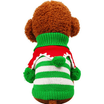 Χριστουγεννιάτικο Χειμερινό Πουλόβερ για σκύλους Πράσινο Κόκκινο Υπέροχο Φεστιβάλ Πρωτοχρονιά Ρούχα για κατοικίδια Κοστούμι σκύλου Ζεστό πλεκτό ένδυμα για γάτα Παλτό για κουτάβι