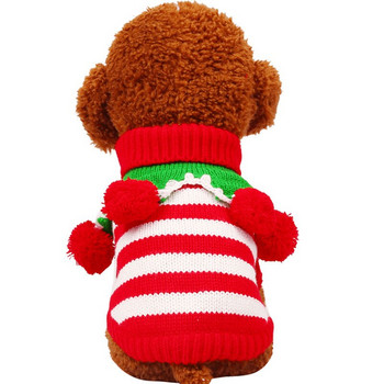 Коледен зимен пуловер за домашни кучета Зелен червен Прекрасен фестивал Нова година Дрехи за домашни любимци Костюм за кучета Топли плетени дрехи за котки Палто за кученца