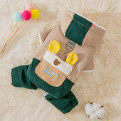 Suurepärane koera jope värvi blokeeriv kleit-up tasku Decor Koera kutsika kapuutsiga nelja jalaga talvejope