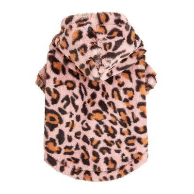 Haine pentru câini pentru câini, iarnă, haină de pluș pentru câini, pulover pentru animale de companie, imprimeu leopard, buldog francez, jachetă moale, haină medie pentru câini, hanorace