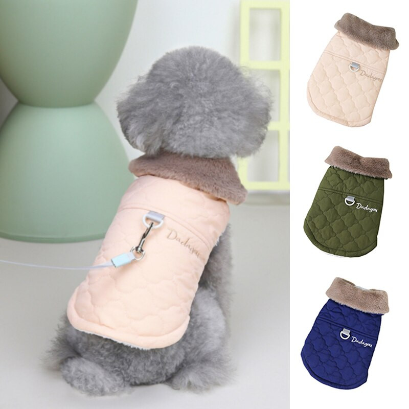 Uus talvine soe koeramantel Veekindel karusnaha kaelarihm kassivest Lemmiklooma jope kutsikale Chihuahua puuvillased riided talvesoojad koerariided