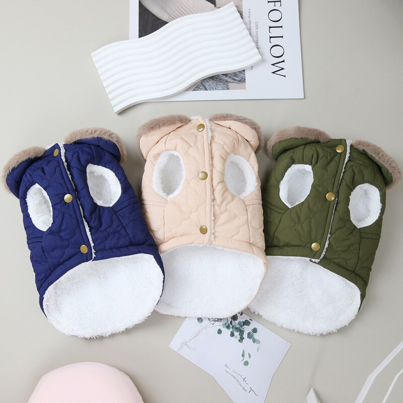 Uus talvine soe koeramantel Veekindel karusnaha kaelarihm kassivest Lemmiklooma jope kutsikale Chihuahua puuvillased riided talvesoojad koerariided