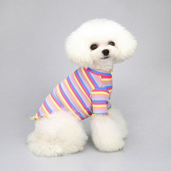 Dog of Warm Pet Clothes Pet Christmas Gift Small Dogs of Warm Clothes Teddy Shih Tzu Stripes Clothes