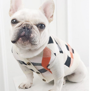 Μόδα πουλόβερ για κατοικίδια Ρούχα για σκύλους φθινοπωρινά και χειμερινά φούτερ Teddy French Bulldog Είδη για κατοικίδια Καρό ρίγες Puppy Cat Hoodie