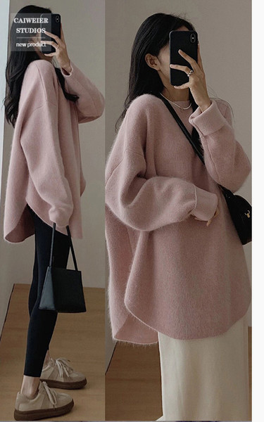 Pulover de maternitate asimetric cu gât rotund