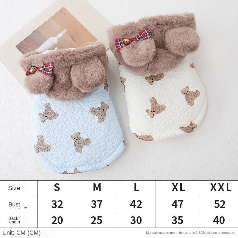 Zimný nový bavlnený kabát s kapucňou, malý yorkshirský bradáč, Chai Dog, na dvoch nohách