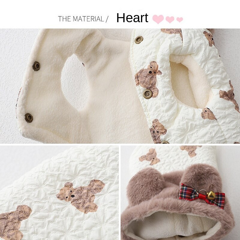 Zimný nový bavlnený kabát s kapucňou, malý yorkshirský bradáč, Chai Dog, na dvoch nohách