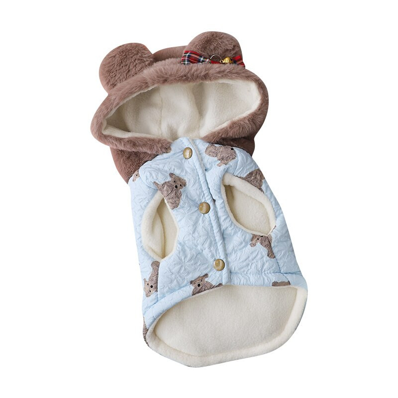 Zimný nový bavlnený kabát s kapucňou, malý yorkshirský bradáč, Chai Dog, na dvoch nohách