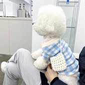 Pulover tricotat în carouri Haine pentru câini din bumbac pentru câini Îmbrăcăminte pisică mic imprimeu cald drăguț toamnă iarnă albastru băiat fată Chihuahua