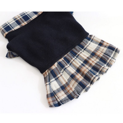 Σειρά INS Campus με φθινοπωρινά ρούχα για κατοικίδια, χειμερινά, καρό πλεκτό πουκάμισο ψεύτικο φόρεμα σκύλου δύο τεμαχίων για σκύλους φόρεμα μαλτέζικου σκύλου