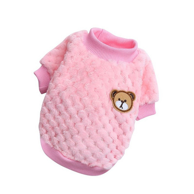 Pisica Pentru Caini Mici Iarna Tinute calduroase pentru animale de companie Palton de pluș Broderie de urs Vesta pentru câini Haine pentru animale de companie