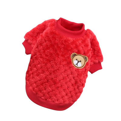 Pisica Pentru Caini Mici Iarna Tinute calduroase pentru animale de companie Palton de pluș Broderie de urs Vesta pentru câini Haine pentru animale de companie