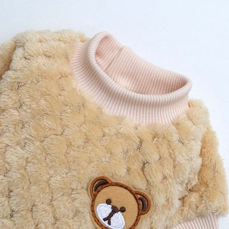 Pisica Pentru Caini Mici Iarna Tinute calduroase pentru animale de companie Palton de pluș Broderie de urs Vesta pentru câini Haine pentru animale de companie