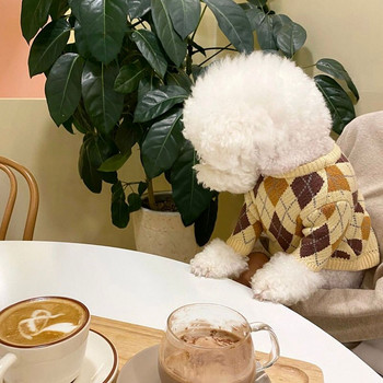 Lingge Есенни и зимни дрехи за кучета Пуловер Пуловер Puppy Bichon Poodle Топъл пуловер за кучета Мек и удобен за малко куче
