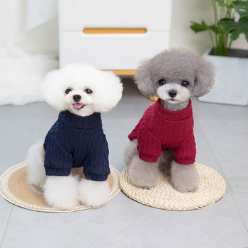 Pet Cable πλεκτό πουλόβερ πουλόβερ πουλόβερ για μικρό σκυλί κορίτσι αγόρι Άνετο μαλακό μαλακό πουκάμισο με λαιμόκοψη Φούτερ Ζεστό χειμωνιάτικο παλτό κουτάβι