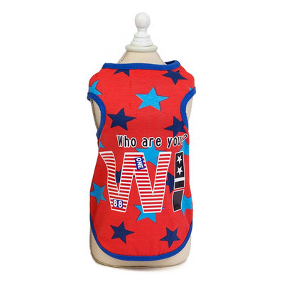 Pagrindinė šunų liemenė Naminių gyvūnėlių drabužiai Pigūs mados penkiakampių žvaigždžių spausdinimas Pavasaris Vasara Šunys Sportiniai marškinėliai Kačių marškinėliai kačių drabužiai