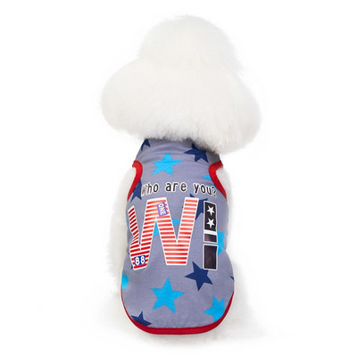 Pagrindinė šunų liemenė Naminių gyvūnėlių drabužiai Pigūs mados penkiakampių žvaigždžių spausdinimas Pavasaris Vasara Šunys Sportiniai marškinėliai Kačių marškinėliai kačių drabužiai