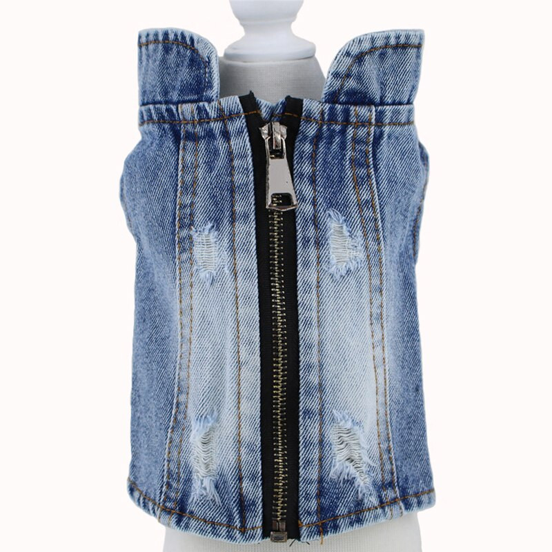 Koera teksajakk Reguleeritav tõmblukuga koerte teksapükste mantel väikestele keskmistele koertele Lahedad kutsikad reväärivest Lemmiklooma kauboi riided rõivad