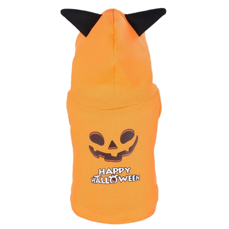 Domáce zvieratá, mačky a psy, Halloween, vtipný žltý tekvicový sveter, kostým na sviatočnú párty, domáce potreby, príslušenstvo pre mačky
