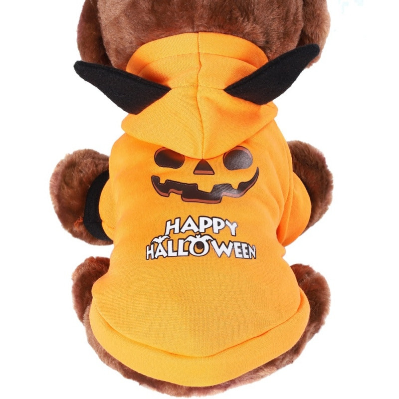 Domáce zvieratá, mačky a psy, Halloween, vtipný žltý tekvicový sveter, kostým na sviatočnú párty, domáce potreby, príslušenstvo pre mačky