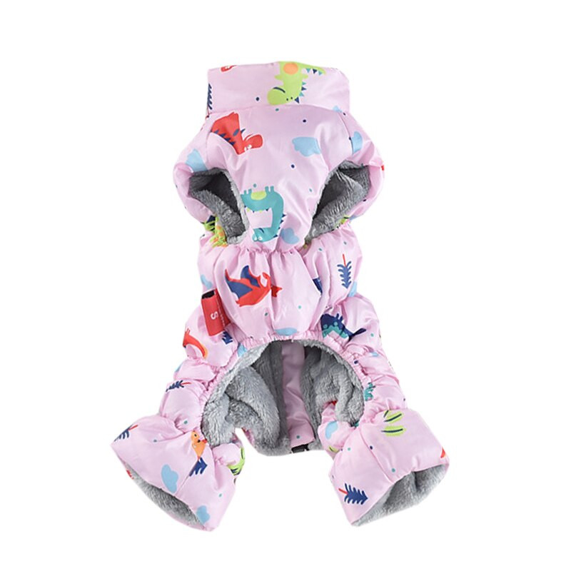 Ελαστική χειμερινή χονδρή εκτύπωση ρούχων για σκύλους κατοικίδιων με φλις ζεστό μπουφάν Puppy Cat με βαμβακερή επένδυση δίπλα στο Skin Pets Jumpsuits