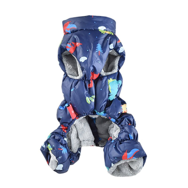 Ελαστική χειμερινή χονδρή εκτύπωση ρούχων για σκύλους κατοικίδιων με φλις ζεστό μπουφάν Puppy Cat με βαμβακερή επένδυση δίπλα στο Skin Pets Jumpsuits