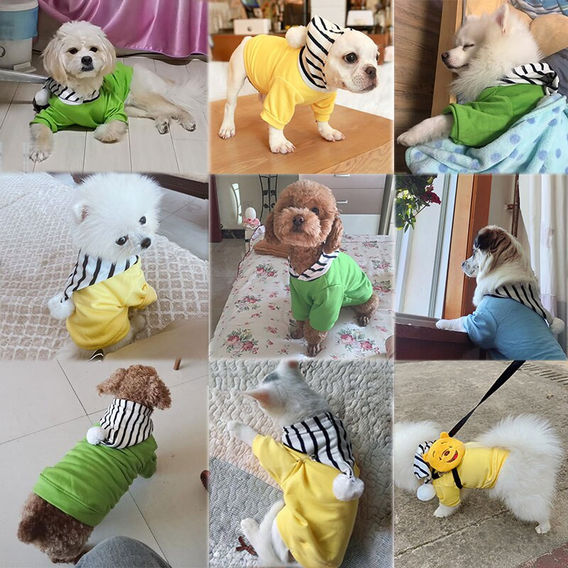 Hanorace pentru câini cu dungi pentru animale de companie Hanorac din lână Costum pentru buldog francez Chihuahua haină haină caldă pentru cățeluș Pulover pentru pisici