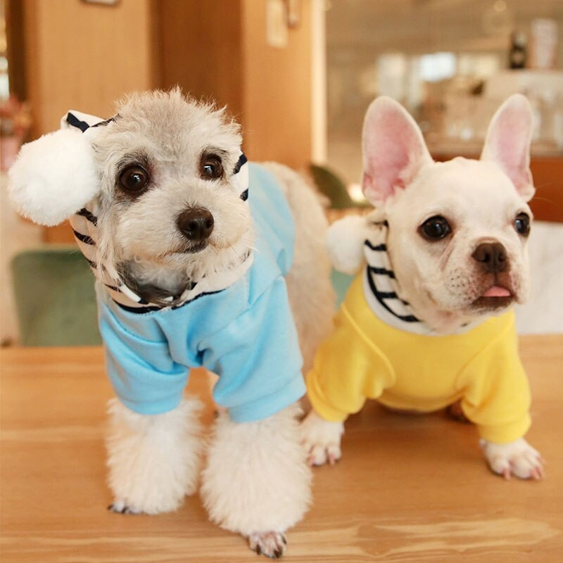 Hanorace pentru câini cu dungi pentru animale de companie Hanorac din lână Costum pentru buldog francez Chihuahua haină haină caldă pentru cățeluș Pulover pentru pisici