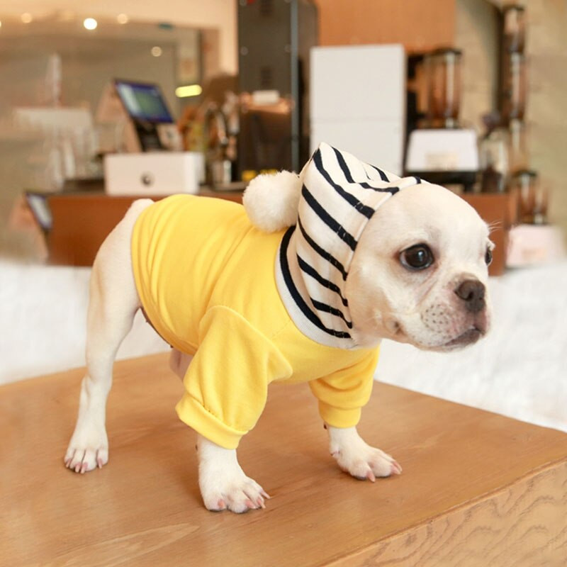 Hanorace pentru câini cu dungi pentru animale de companie Hanorac din lână Costum pentru buldog francez Chihuahua haină haină caldă pentru cățeluș Pulover pentru pisici