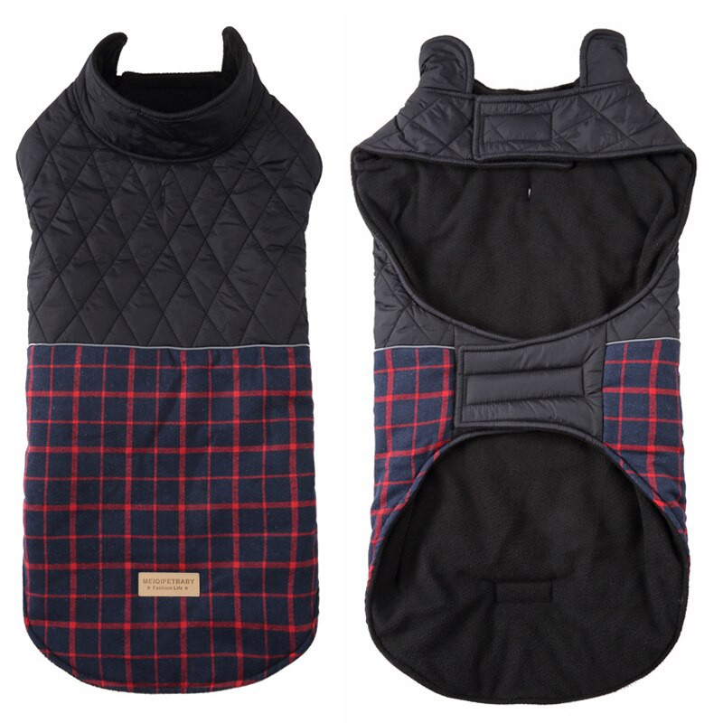 Zahusťovacia teplá flísová bunda pre psov pre malých, stredných a veľkých psov, chladné počasie, kockovaná vesta, vesta, rotvajler, pitbull, zimné oblečenie pre domáce zvieratá