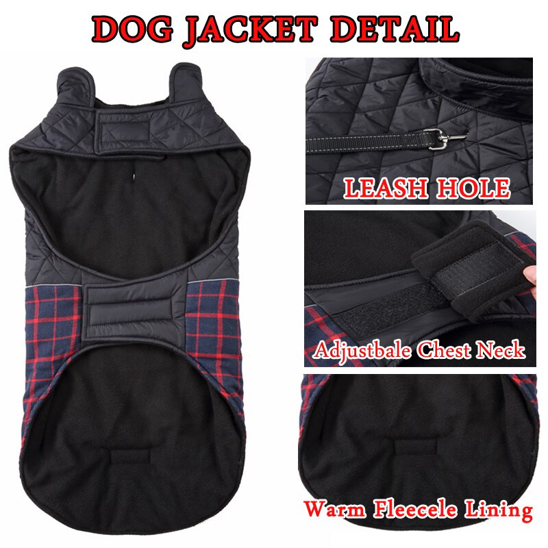 Zahusťovacia teplá flísová bunda pre psov pre malých, stredných a veľkých psov, chladné počasie, kockovaná vesta, vesta, rotvajler, pitbull, zimné oblečenie pre domáce zvieratá