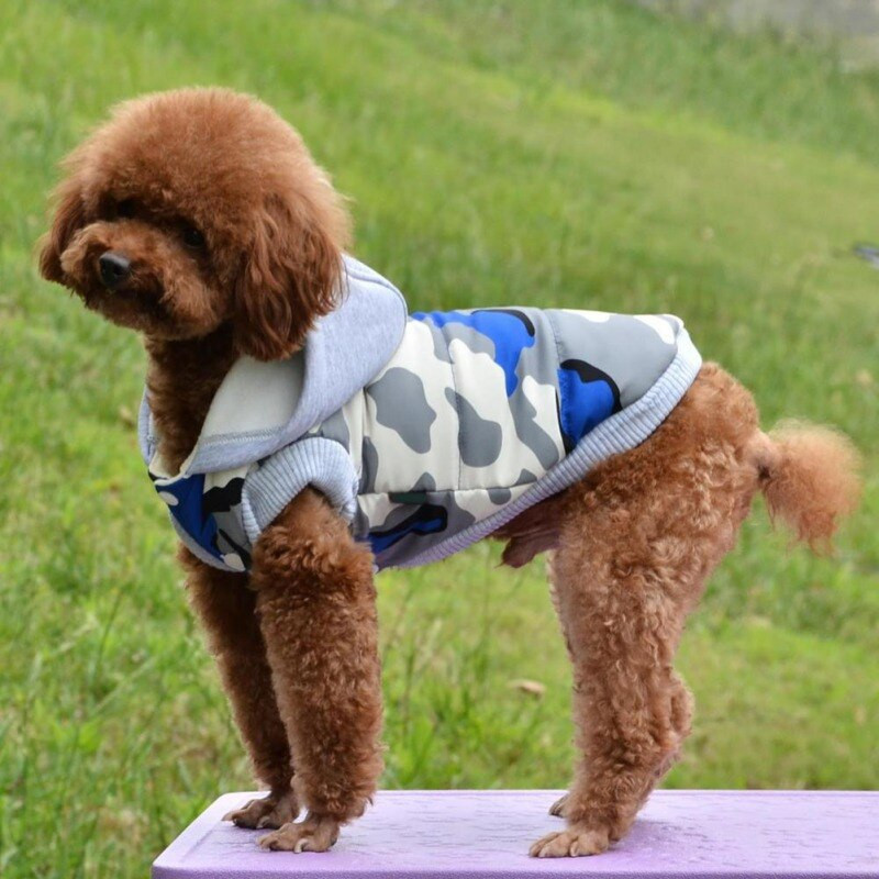 Atsparus sniegui žiemos šiltas paltas šuniui Minkštas vilnos pamušalas šunų apatinė striukė Kasdienis kamufliažinis paminkštintas šuniuko gobtuvas