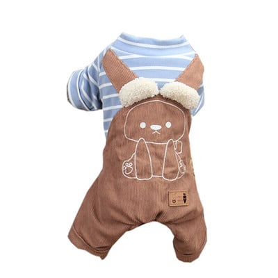 Zimné teplé oblečenie pre mačky pre malých psov s plyšovým overalom s hrubým roztomilým medvedíkom a potlačou oblečenia pre psov, domáce zvieratá, šteniatka, overaly