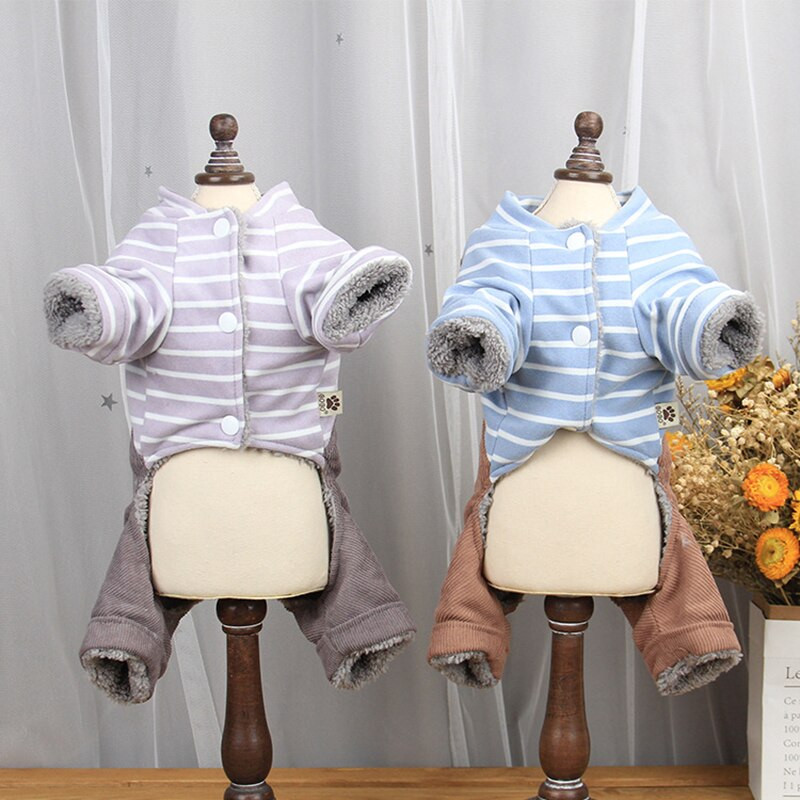 Zimné teplé oblečenie pre mačky pre malých psov s plyšovým overalom s hrubým roztomilým medvedíkom a potlačou oblečenia pre psov, domáce zvieratá, šteniatka, overaly