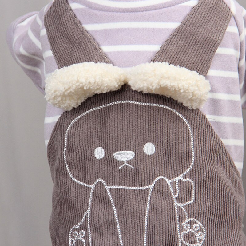 Zimné teplé oblečenie pre mačky pre malých psov s plyšovým overalom s hrubým roztomilým medvedíkom a potlačou oblečenia pre psov, domáce zvieratá, šteniatka, overaly