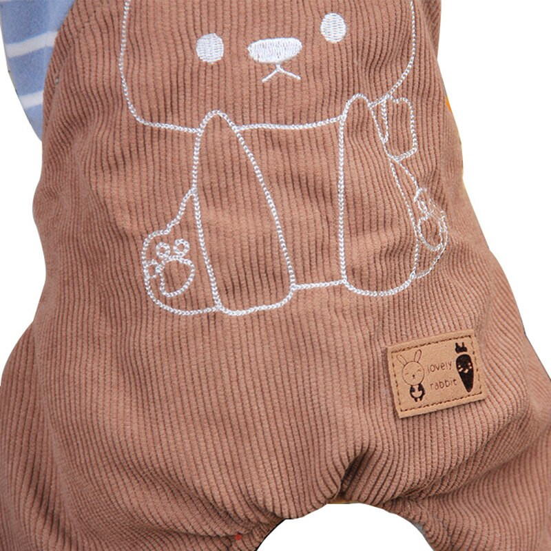 Zimné teplé oblečenie pre mačky pre malých psov s plyšovým overalom s hrubým roztomilým medvedíkom a potlačou oblečenia pre psov, domáce zvieratá, šteniatka, overaly