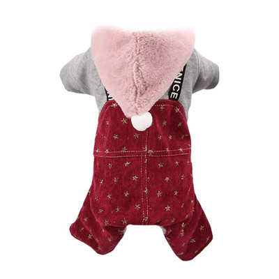 Kapuutsid Koerad Kassiriided Talvine soe paks tärniga trükkimine Palusriietega Lemmikloomariietega Koera kombinesoon väikestele koertele Lemmikloomad Jope mantel