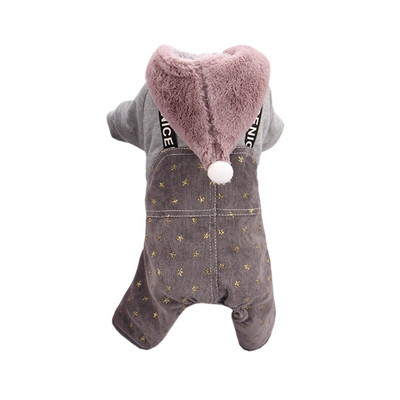 Kapuutsid Koerad Kassiriided Talvine soe paks tärniga trükkimine Palusriietega Lemmikloomariietega Koera kombinesoon väikestele koertele Lemmikloomad Jope mantel