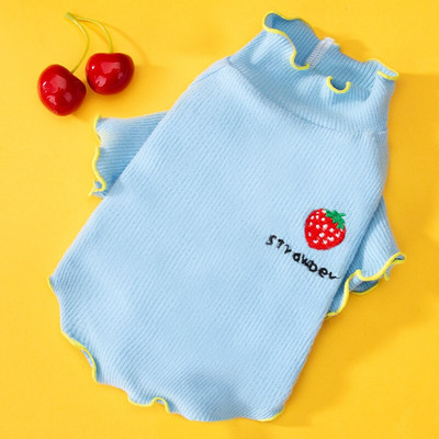 Nouă primăvară vară cățeluș subțire pulover căpșuni respirabil patru sezoane culoare solidă cămașă cu fundul pisicii haine pentru animale de companie haine pentru cățeluși