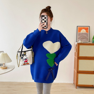 Naiste avar ümara kaelusega rasedate kampsun