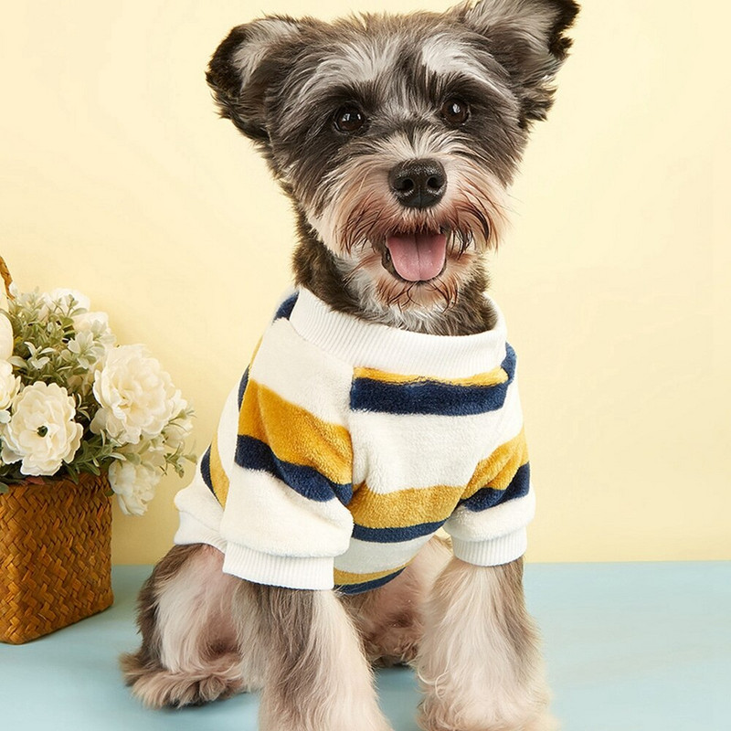 Triibulised koera kampsunid Talvine külm ilm soe riietus kutsikas kassi rõivad soojad fliisist pullover Koera mantel jakk Chihuahua riided