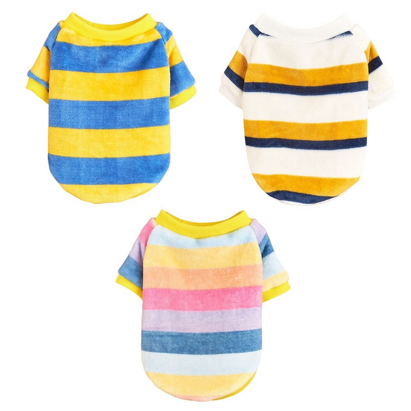 Triibulised koera kampsunid Talvine külm ilm soe riietus kutsikas kassi rõivad soojad fliisist pullover Koera mantel jakk Chihuahua riided