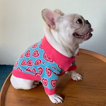 пуловер с розово сърце куче Дрехи за малки кучета пуловер за кучета Зимни дрехи за кучета луксозни дрехи за кучета Коледен пуловер Дрехи