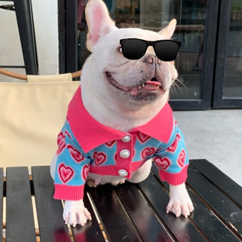 пуловер с розово сърце куче Дрехи за малки кучета пуловер за кучета Зимни дрехи за кучета луксозни дрехи за кучета Коледен пуловер Дрехи