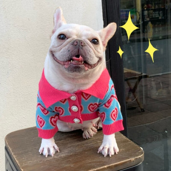 ροζ καρδιά πουλόβερ σκύλου Ρούχα για μικρόσωμους σκύλους πουλόβερ σκύλου Χειμερινά ρούχα σκύλου πολυτελή ρούχα σκύλου Χριστουγεννιάτικο πουλόβερ Ρούχα