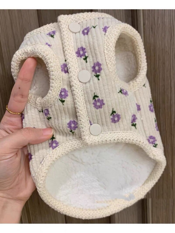 Lalele haine din bumbac pentru câini Jachetă cu imprimeu dulce Îmbrăcăminte pentru câini ținute pentru animale de companie drăguț toamnă iarnă Yorkies cald verde mascote fete